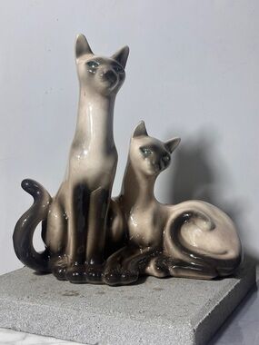 Vintage MCM Atomic Lane Siamese Cat Ceramic Light working